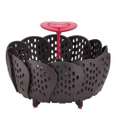 Coș pentru gătire la aburi Ingenio K2071614, calitate premium, design inovator, fără BPA sau ftalați,  plastic, negru / rosu