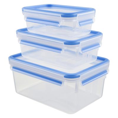 Set de 3 caserole MasterSeal Plastic K3028912, închidere etanş, fără BPA, 0.55 / 1 / 2.3 L, plastic, transparent
