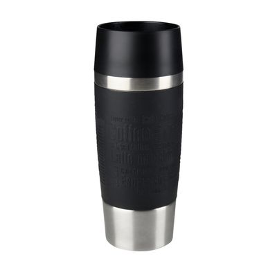 Termos Travel Mug K3081114, înveliș exterior silicon negru, fără BPA, 0.36 L, inox, negru 