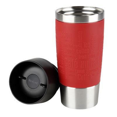 Termos Travel Mug K3084114,  înveliș exterior silicon roșu, fără BPA, 0.36 L, inox, roșu