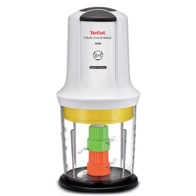 Minitocător Multi Moulinette 6 în 1 MQ723138, 500 W, 6 funcții, 4 lame, accesoriu sosuri, alb