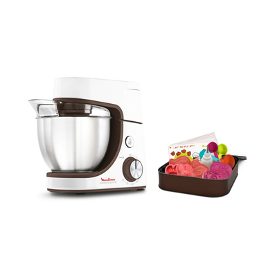 Robot de bucătărie MasterChef Gourmet Baking with Kids QB51K138, 1100 W, set pentru patiserie, set de accesorii pentru copii, recipiente dozare, husă, bol inox 4.6 L, funcția Pulse, argintiu