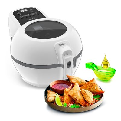 Friteuză ActiFry Extra FZ720015, 1400 W, tehnologie Actifry, paletă exclusivă, nivel scăzut de grăsime, fereastră sticlă, cuvă 1 KG, alb