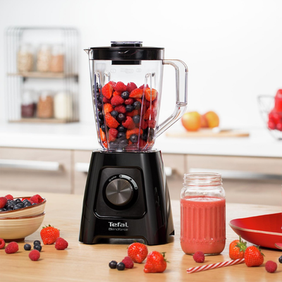 Blender BlendForce 2 BL420838, tehnologie Trip'Ax, 600 W, 2 viteze, funcție de mărunțire gheață, Smart Lock, Easy Safety, cana dozare, 2 L, negru