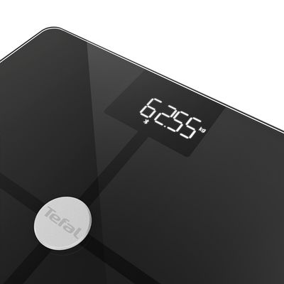 Cântar de baie inteligent Goodvibes Health BM9660S1, 14 funcții, 180 KG, gradații la 50 g, 32 x 32 cm, sticlă, negru