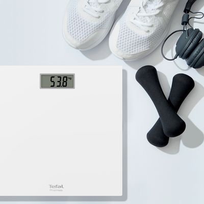 Cântar de baie Premiss PP1401V0, 150 KG, gradații la 100 g, 30 x 30 cm, sticlă, alb