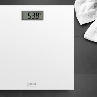 Cântar de baie Premiss PP1401V0, 150 KG, gradații la 100 g, 30 x 30 cm, sticlă, alb