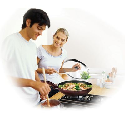 Capac Exception 28097712, orificiu pentru abur, mâner ergonomic, margine de inox, 28 cm, sticlă