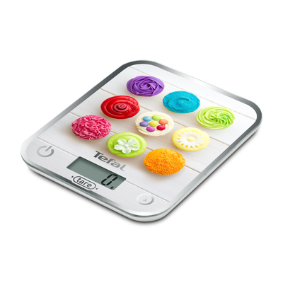 Cântar de bucătărie Optiss Decor BC5122V1, funcție Tara, măsurare a lichidelor, design ultrasubțire, 5 KG, gradație la 1 g (ml), sticlă, multicolor
