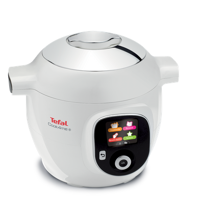 Multicooker inteligent cu gătire sub presiune Cook4Me+ CY851130, 1600 W, 6 moduri de gătit, 4 meniuri, funcție de menținere la cald, 150 de rețete pre-instalate, 6 L, inox, alb
