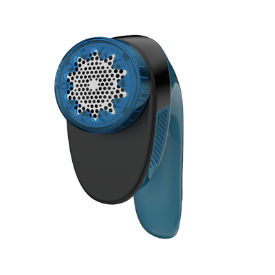 Aparat pentru îndepărtarea scamelor JB1011E0, cuțit cu 3 lame din inox, 4 lungimi diferite, perie de curățare, recipient transparent, negru / albastru