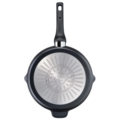 Tigaie grill Unlimited E2294074, înveliș antiaderent 100% sigur, Titanium Anti-Scratch, Thermo-Signal™, bază Thermo-Fusion™, 26 cm, aluminiu, negru