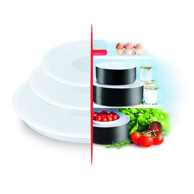 Set de 3 capace Ingenio My Essentials L9019222, compatibil cu Ingenio, ușor de depozitat, 16 - 20 cm, plastic, alb