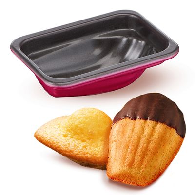 Set 3 forme CreaBake madlene J3079904, &icirc;nveliș antiaderent, aluminiu, 8.3 x 6.5 cm, roz