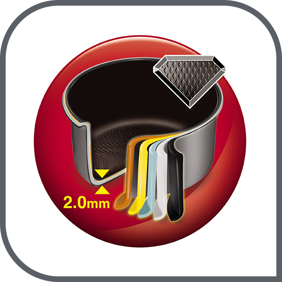 Vas interior cu 5 straturi, grosime de 2,0 mm şi înveliş ceramic