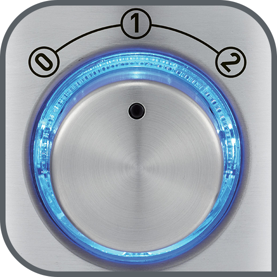 2 setări de viteză şi mâner cu control luminat